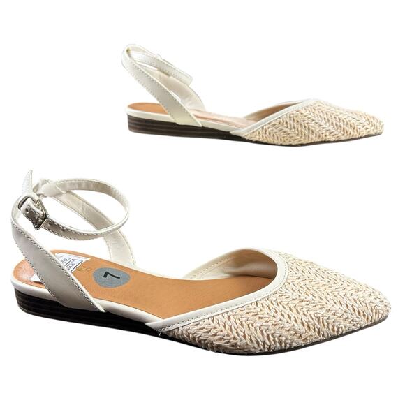 Indigo Rd. Garner Flats Women Size 7 M Cream Mesh Flats Pointed Toe Sling Backs - Picture 1 of 9
